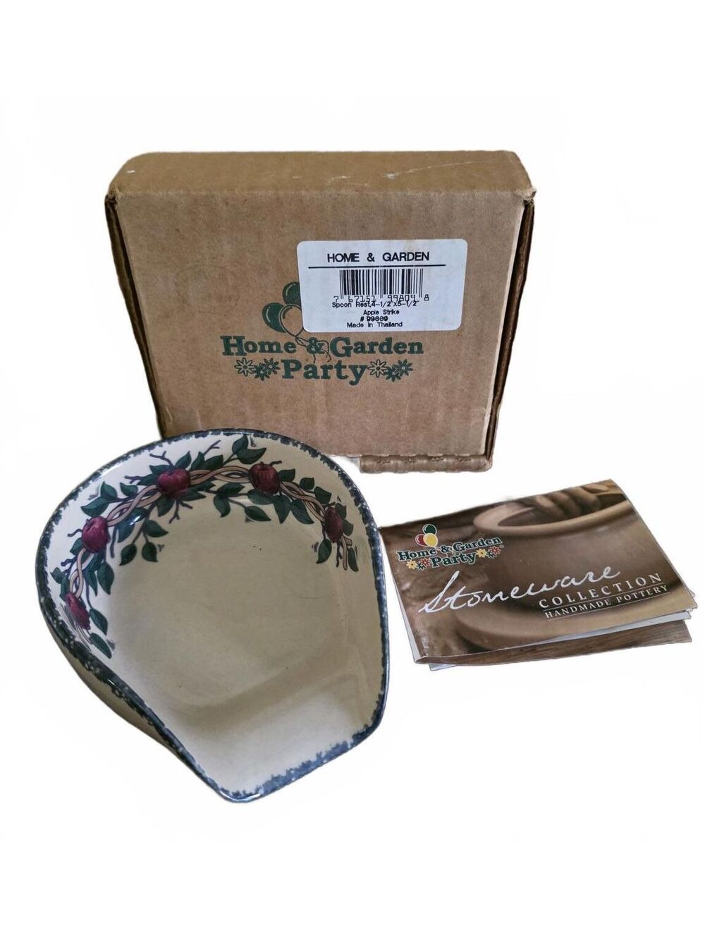 Vintage 2003 Home & Garden Stoneware Spoon Rest Apple Swag